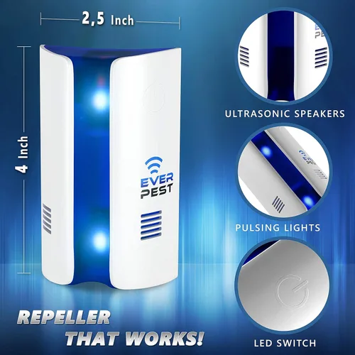 Miniatura 4 de Repelente de plagas ultrasónico con enchufe/repelente de insectos electrónico/repelente para interiores, para cucarachas, chinches, ratones