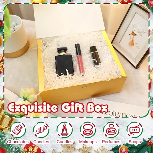 Miniatura 2 de Maxcheck Juego de 36 cajas doradas para propuesta de dama de honor, cajas de regalo doradas con tapas de 10 x 8 x 4 pulgadas con cinta