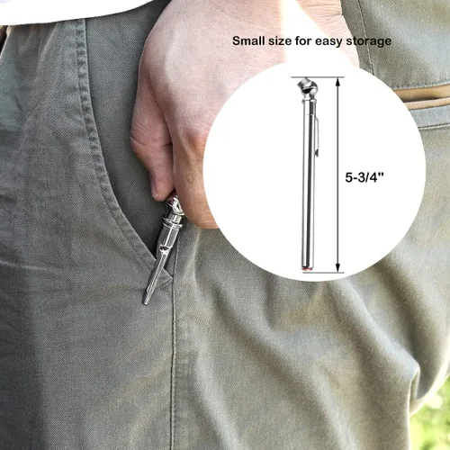Miniatura 6 de CZC AUTO Medidor de presión de neumáticos, calibre de aire mecánico resistente, vástago inoxidable, mandril único con clip de bolsillo para camión