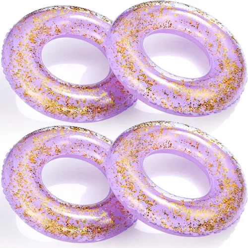 Miniatura 7 de Flotador inflable de piscina con purpurina de 30 pulgadas, tubo de natación con confeti dorado, tubo interior de natación para adultos, flotadores