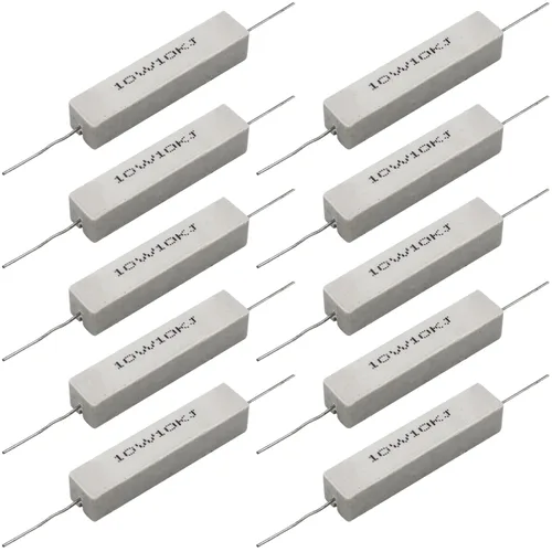 Miniatura 7 de 10 resistencias de cable de plomo axial de 10 W, 0.5 ohmios y 5 % – Resistencias de potencia de cemento cerámico fijas de heridas blancas