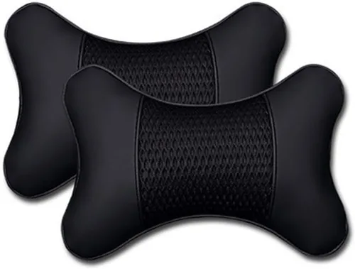 Almohadas para el cuello del automóvil de piel sintética para ambos lados, paquete de 2 almohadas para reposacabezas de automóvil para la mayoría de