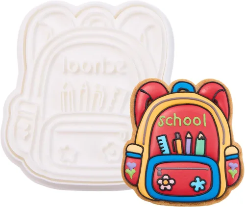 Miniatura 18 de Juego de cortador de galletas de regreso a clases con sellos de émbolo, 11 piezas, regalos de cocina, cumpleaños, vacaciones, ácido poliláctico 3D