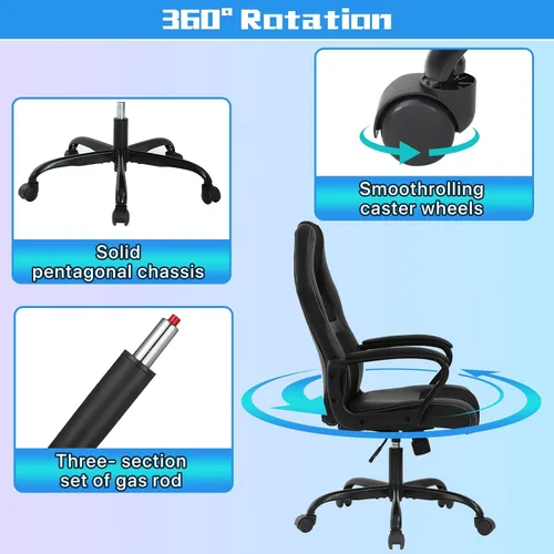 Miniatura 6 de Silla de juegos Silla de computadora de piel sintética con soporte lumbar Sillas de juego de altura ajustable Sillas de escritorio ergonómicas