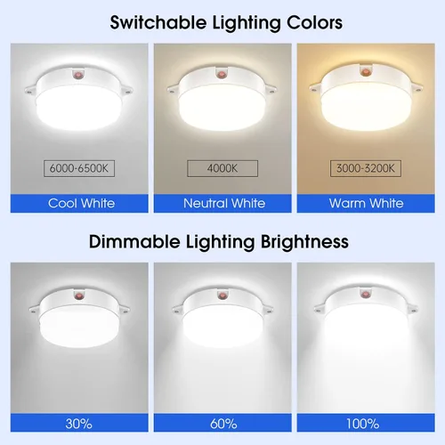 Miniatura 7 de Luz solar de techo con sensor de movimiento, regulable 6000 K/4000 K/3200 K, 5 modos disponibles durante el día, luces solares de cobertizo