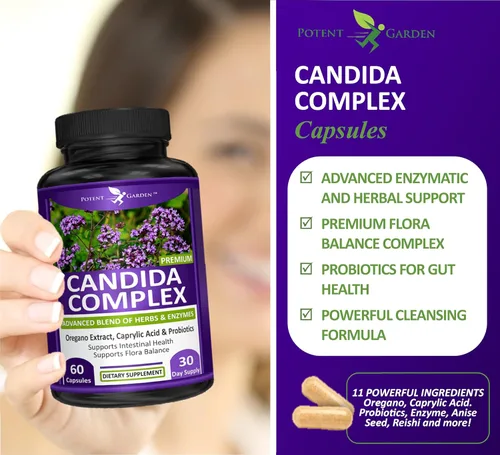 Miniatura 4 de Potent Garden Candida Complex - Mezcla de orégano y ácido caprílico, complejo de equilibrio de flora intestinal, salud intestinal y apoyo