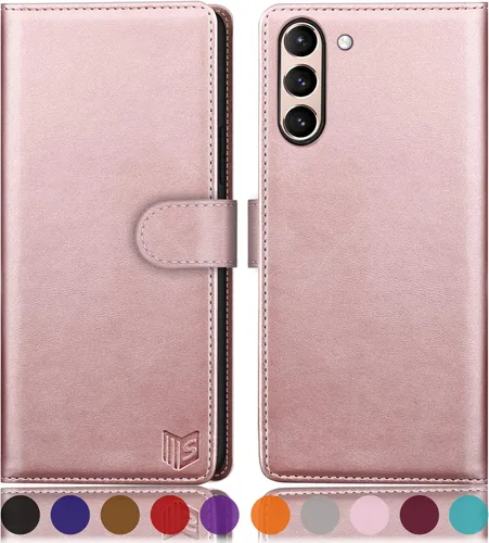 Miniatura 14 de SUANPOT Funda tipo cartera para Samsung Galaxy S21 FE con bloqueo RFID, soporte para tarjetas de crédito, de piel sintética, con tapa para teléfono