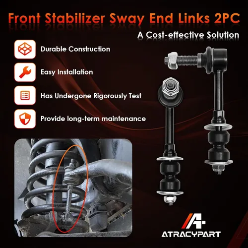 Miniatura 4 de Enlace estabilizador de barra antirrollido frontal 2 piezas izquierda y derecha 4WD, compatible con Ram 1500 2006-2008, Ram 2500 2006-2009, Ram 3500