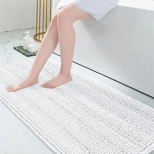 Miniatura 271 de Grandaily Alfombras de baño de felpilla a rayas de 24 x 16 pulgadas, extra gruesas y suaves, absorbentes, parte trasera de goma, alfombra de ducha