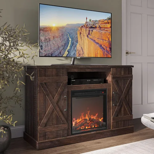 Miniatura 19 de BELLEZE Soporte de TV de 47 pulgadas con calentador eléctrico de chimenea de 18 pulgadas y consola de centro de entretenimiento multimedia para TV