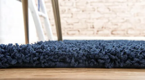 Miniatura 5 de Unique Loom Solid Shag Collection Alfombra de Área (2 pies 2 pulgadas x 6 pies 5 pulgadas Pasillo, Azul Zafiro/Azul Marino)