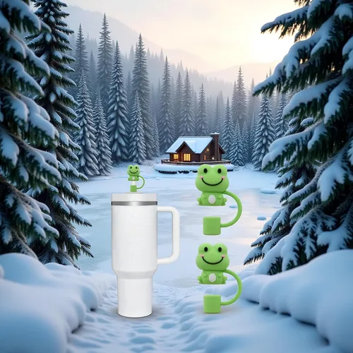 Miniatura 9 de 2 fundas de popote de rana verde para copa Stanley, fundas de silicona compatibles con tazas Stanley, toppers para vasos Stanley de 30 oz/40 onzas