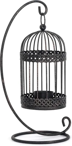 Miniatura 10 de Asense Portavelas de metal, modernos candelabros rústicos de granja, faroles decorativos para interiores y exteriores, mantel de mesa, estilo 1