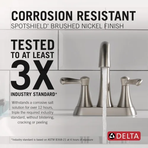 Miniatura 2 de Delta Faucet Esato Centerset - Grifo de baño de níquel cepillado, montaje de drenaje incluido, níquel cepillado SpotShield 25897LF-SP Spotshield