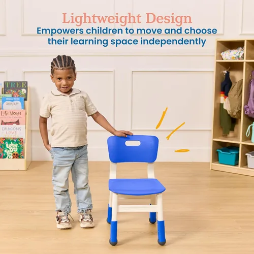 Miniatura 6 de ECR4Kids Silla ajustable para aula, asientos flexibles, color azul, paquete de 2
