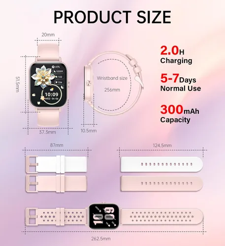 Miniatura 8 de Reloj inteligente para mujeres y hombres (respuesta/hacer llamadas), monitor de fitness, pantalla HD de 1.83 pulgadas con monitor de frecuencia