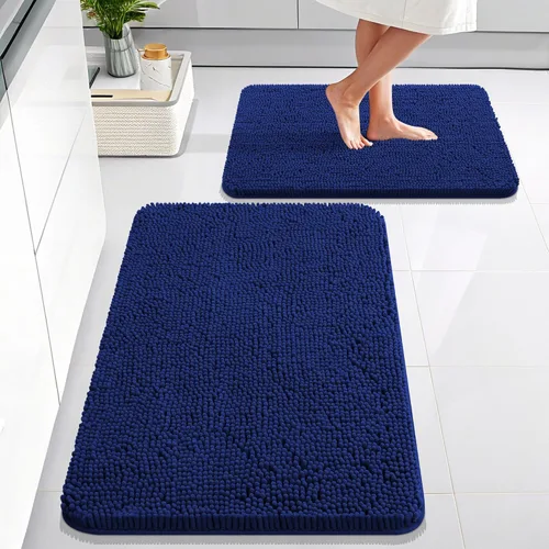 Miniatura 88 de OLANLY Juego de alfombras de baño de 2 piezas, alfombras de baño de chenilla suave y absorbente y alfombra de contorno en forma de U para inodoro