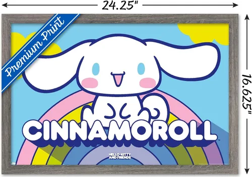 Miniatura 3 de Hello Kitty and Friends: 22 Over The Rainbow - Póster de pared de Cinnamoroll, 22.4 pulgadas de largo x 14.7 pulgadas de ancho, versión enmarcada