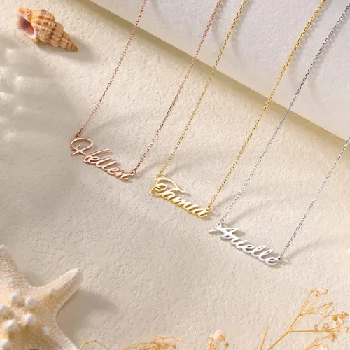 Miniatura 4 de Dreamdecor Collar con nombre personalizado de plata de ley 925, collar personalizado para mujer, regalo de joyería personalizado para mujeres y niñas