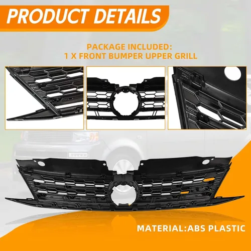 Miniatura 5 de Ajuste 2015 2016 2017 2018 para Volkswagen Jetta cubierta delantera superior parachoques rejilla reemplazo cubierta VW frontal nido de abeja entrada