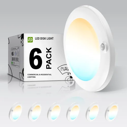 Miniatura 40 de ASD Paquete de 6 luces LED de disco de 4 pulgadas, 10 W 5CCT 2700K-5000K 685LM CRI90+, lámpara de techo regulable, disco de montaje en superficie