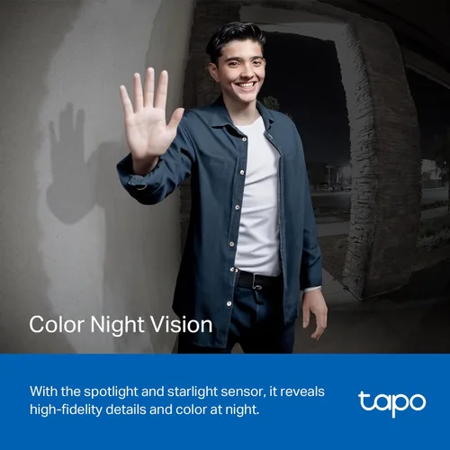 Miniatura 3 de Tapo TP-Link - Cámara de timbre de video inteligente, con timbre incluido, 2K 5MP, visión nocturna en color, audio bidireccional, detección AI