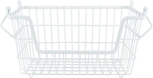 Miniatura 23 de DII - Cubo de almacenamiento apilable de malla de alambre de metal, grande y rectangular, 33 x 25 x 28 cm, blanco Negro