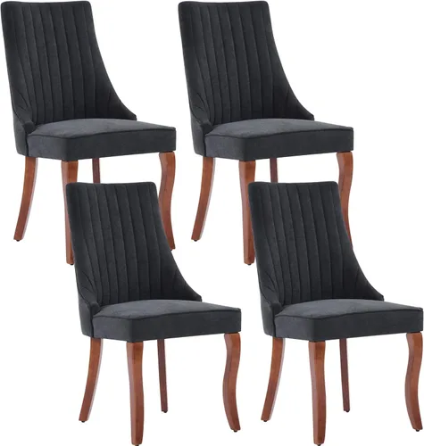 Miniatura 10 de Shenyon Juego de 4 sillas de comedor color beige, cómodas sillas de comedor tapizadas con canal de tela, sillas de cocina modernas para comedor