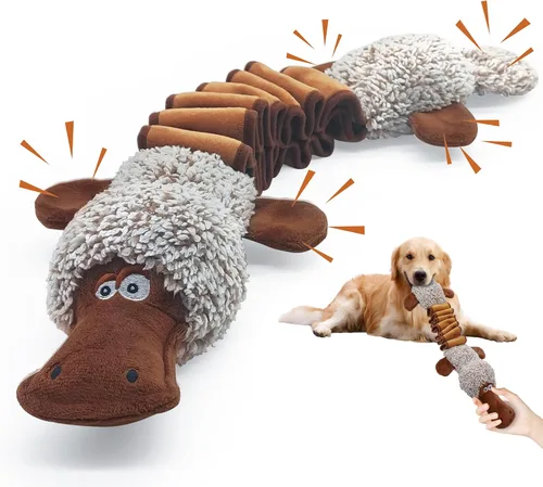 Miniatura 9 de BUYPOW Juguetes para perros grandes – Juguetes chirriantes de felpa para perros medianos y pequeños (paquete de 3 monos y patypus)