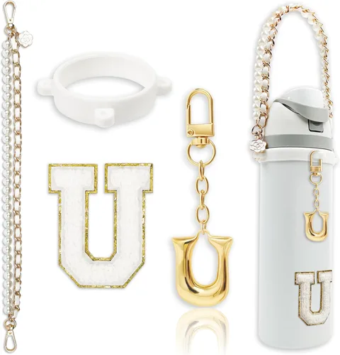 Miniatura 54 de Letter Handle Strap Accessories with Cute Initial Charm Compatible with Owala Water Bottle 24oz 32oz 40oz Owala Kids Púrpura