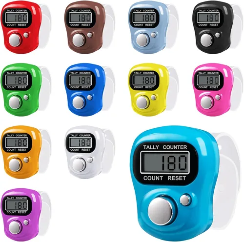 Amble Paquete de 12 Contadores Electrónicos de Dedo, Pantalla LCD Digital Electrónica de 5 Dígitos, Contador de Clicker de Mano, Contador de Mano