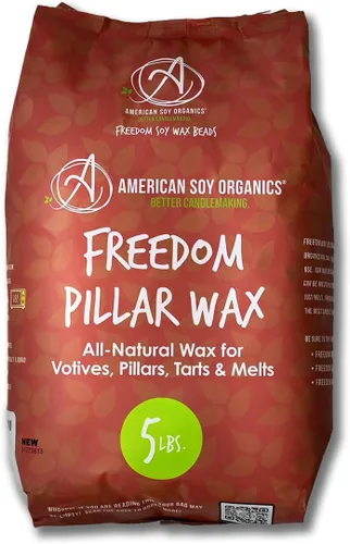 American Soy Organics Freedom - Perlas de Cera de Soja para Hacer Velas de Pilar - Suministros Naturales - Sin Parafina, Sin Cera de Abejas para