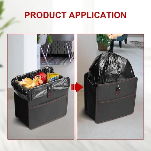 Miniatura 4 de YSSOA Basurero para automóvil con tapa, organizador a prueba de fugas y bolsa de almacenamiento, ajustable y portátil para el interior, bolsa