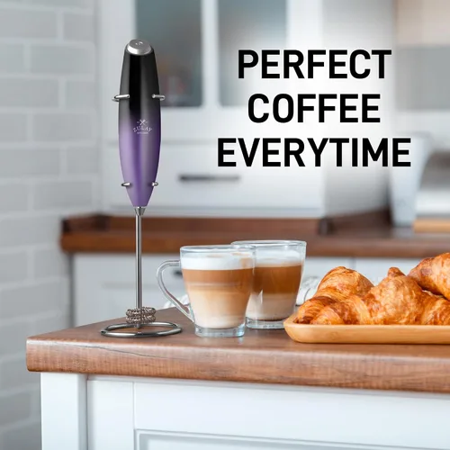 Miniatura 284 de Zulay Milk Boss Espumador de leche potente manual, hace espuma para latte, batidor para mezclar bebidas, café, miniespumador para capuchino, frappé