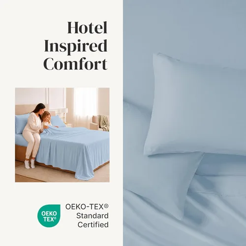 Miniatura 4 de Modern Threads Sábanas Sólidas de Microfibra Suave - Sábanas de Cama de Microfibra Lujosas - Incluye Sábana Plana, Sábana Ajustable con Bolsillos 11