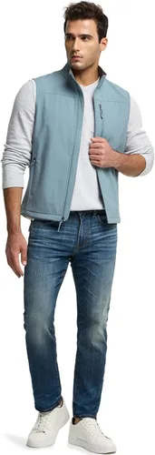 Miniatura 8 de TSLA - Chaleco Softshell sin mangas para hombre, chaleco cortavientos con cremallera completa, chaleco de senderismo, golf, viajes al aire libre.