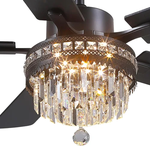 Miniatura 18 de Ventilador de Techo de Cristal Fandelier con Luces - 52" Ventilador Moderno para Exteriores con Control Remoto, Motor AC Silencioso, Iluminación