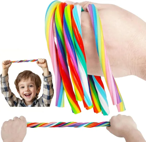 Juguetes sensoriales de cuerda elástica, paquete de 5 fideos texturizados para estimulación sensorial y calma, cuerdas elásticas para niños y