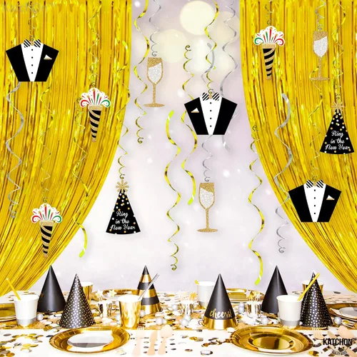 Miniatura 8 de KatchOn, Remolinos colgantes de Feliz Año Nuevo 2026 – Paquete de 30, NO DIY Suministros para fiesta de Año Nuevo 2026 Decoraciones de Año Nuevo