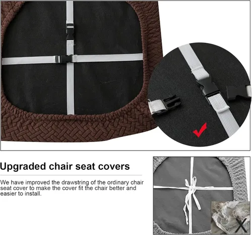 Miniatura 5 de Genina Fundas de Asiento para Silla de Comedor Fundas Deslizables de Asiento Fundas para Sillas de Cocina (Chocolate, 4 Pzas)