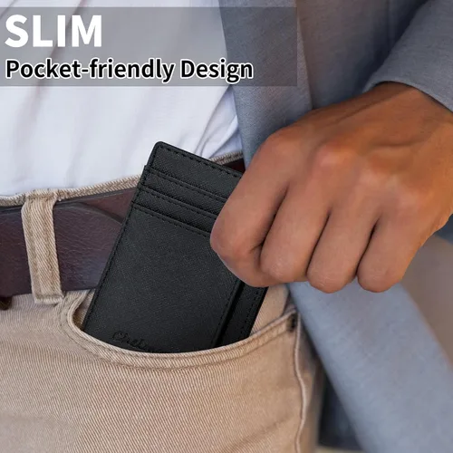 Miniatura 47 de Cartera Chelmon Slim RFID - Cartera de bolsillo frontal minimalista para tarjetas de crédito delgadas