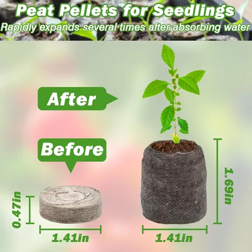 Miniatura 2 de ZeeDix 200 pellets de turba de 1.417 in para el inicio de semillas, cápsulas de tierra comprimidas para verduras, hierbas y flores, jardinería 200