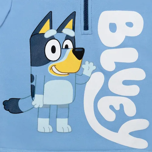 Miniatura 3 de Bluey Sudadera con capucha de forro polar con media cremallera para niños pequeños a grandes Azul