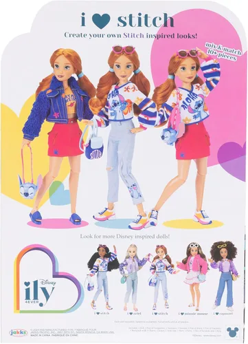 Miniatura 7 de Disney ILY 4EVER Muñecas de Moda Cabello Rojo Stitch de 11.5" de Alto con 13 Puntos de Articulación, Dos Conjuntos Completos para Mezclar y Combinar