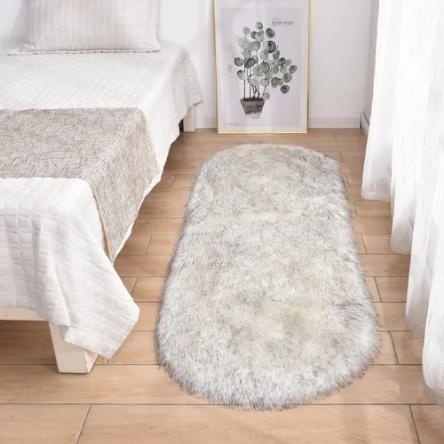 Miniatura 3 de CHITONE Alfombra de piel de oveja sintética de calidad para sofá, taburete, funda para silla de tocador, almohadilla de asiento, alfombra ovalada