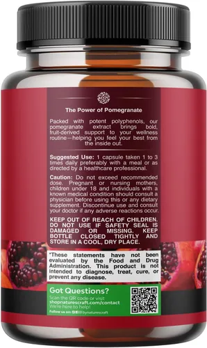 Miniatura 8 de Cápsulas de extracto de granada Suplemento antioxidante – Cápsulas de granada natural para la salud del corazón, apoyo articular y entrenamiento