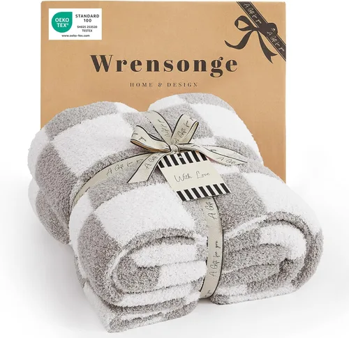 Miniatura 47 de WRENGONGE - Manta a rayas de color caqui, suave, acogedora, mullida, cálida, para sillón, sofá, cama o viajes, ligera, 50 x 70 pulgadas, regalo