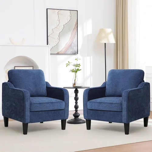 Miniatura 17 de Silla decorativa para sala de estar, silla de lectura moderna de mediados de siglo para dormitorio, sillón tapizado con bolsillos laterales, cómodo