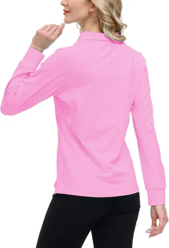 Miniatura 50 de JINSHI Polo de golf para mujer, de manga larga, con cremallera, deportiva, de secado rápido, atlética, casual, ajustada