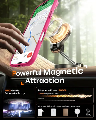 Miniatura 172 de TOCOL Funda para iPhone 11, compatible con Magsafe, protección completa de cámara, imanes integrados, protección contra caídas, funda translúcida